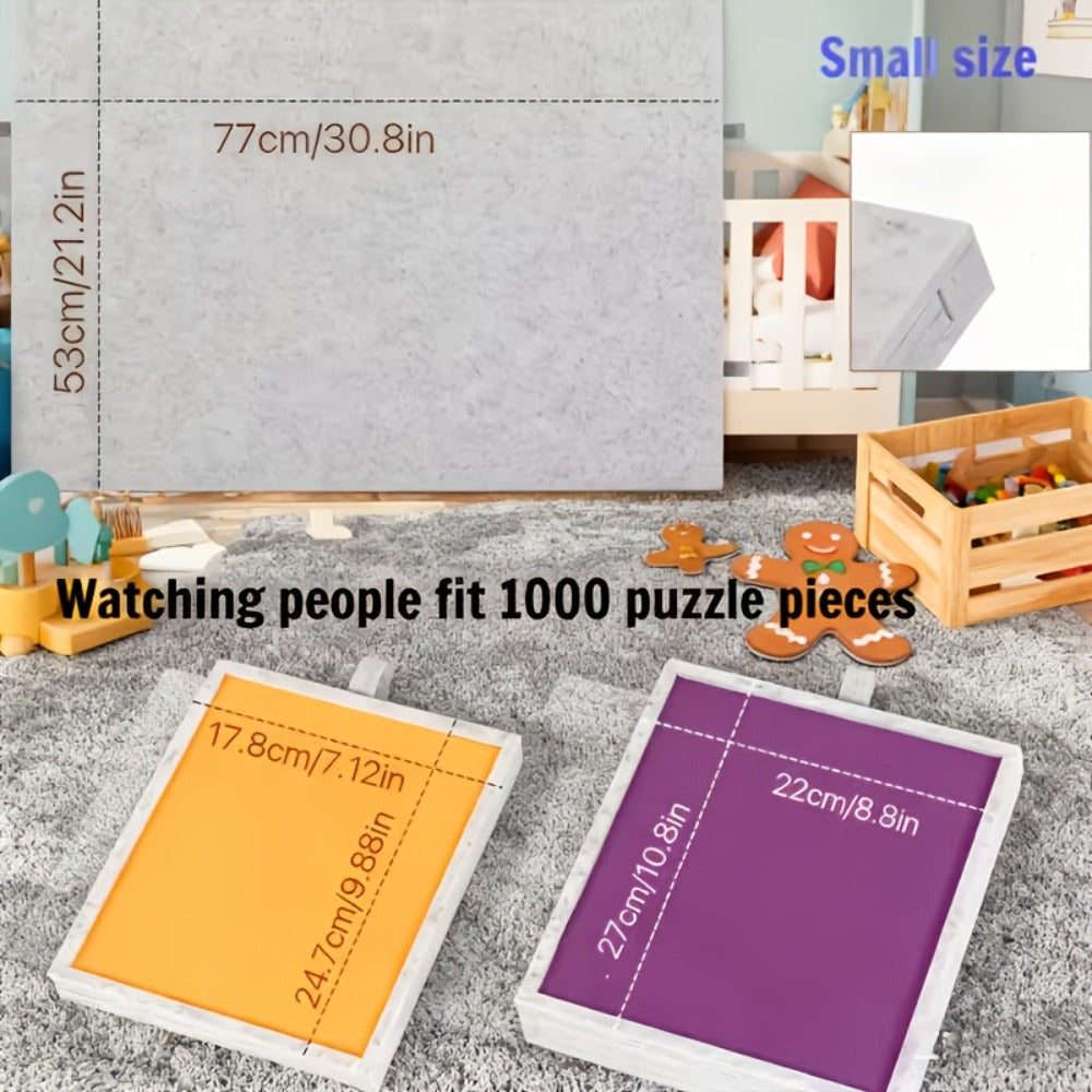 Dark-Gray Tilting Puzzle Board with Six Colored Drawers, Folding Stand and 1000-Piece Label