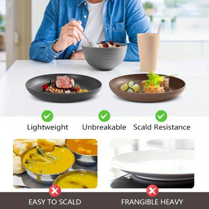 Wheat Straw Dinnerware Set Unbreakable 16 or 32-Piece Service for 4 or 8, Lightweight Dishwasher Microwave Safe Dish Set with Plates Bowls