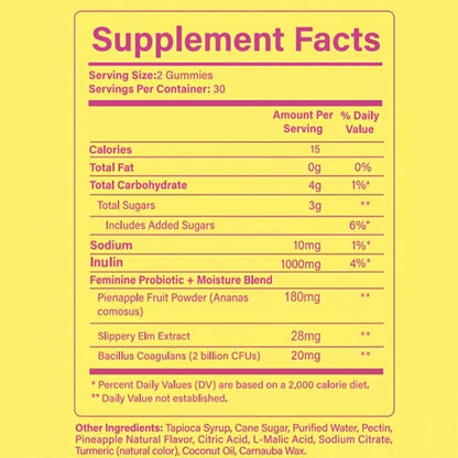 Feminine Probiotic Gummies 60-Count 30-Day Supply with Bacillus Coagulans & Slippery Elm - pH for Bath Time, Home Spa and Personal Care