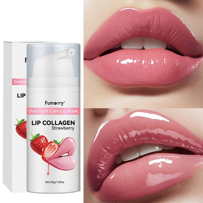 30g / 1.05oz Fumerry Lip Collagen Strawberry-Labeled Pump Bottle with Pink Applicator and 9.7cm Height