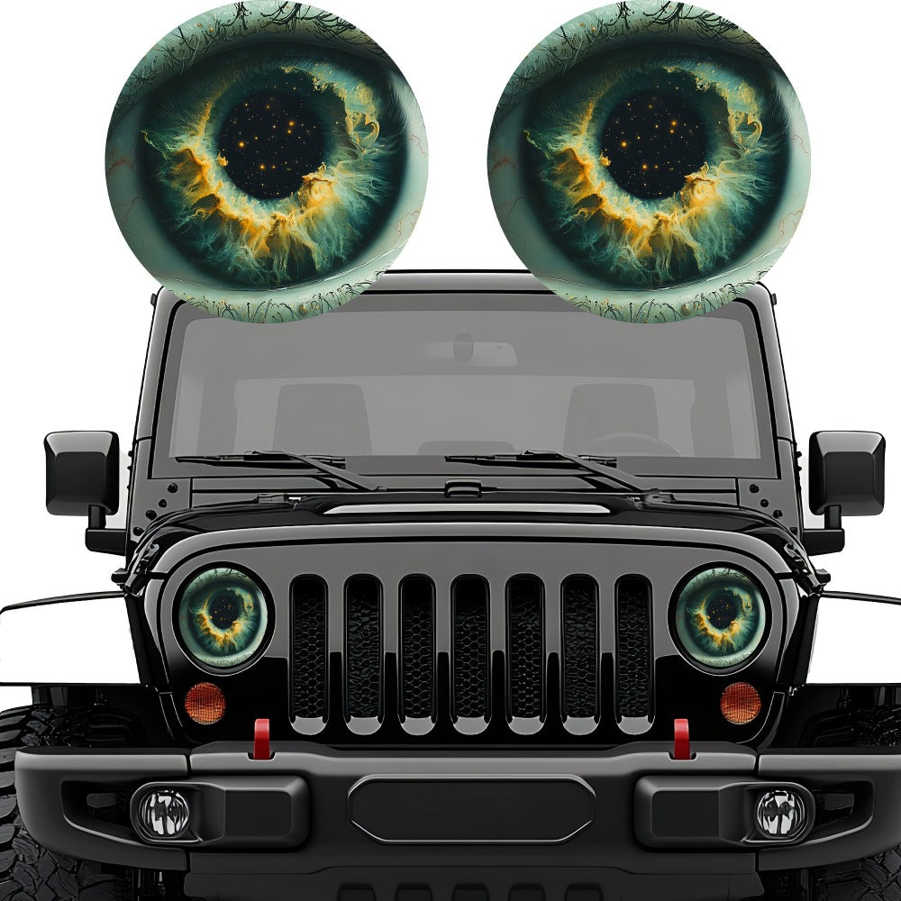 3D Beast Eye Headlight Stickers – Funny Car Headlight Decals for Jeep Round Headlights, Truck Body, Bumper & Window Decoration