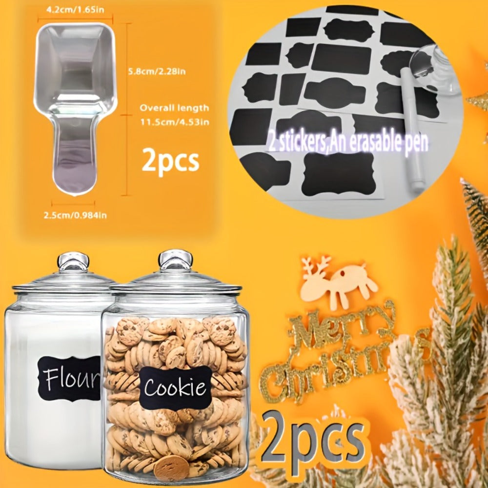 Glass Pantry Jars with Flip-Top Lids Set of 2 – Airtight Glass Storage Containers for Kitchen Pantry Organization, Cookies, Candy, Pasta