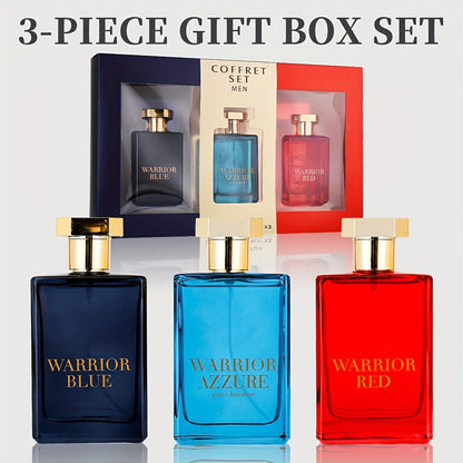 Eau de Toilette Warrior Blue 100ml Spray for Men with Single Bottle or Three-Piece Color Gift Set