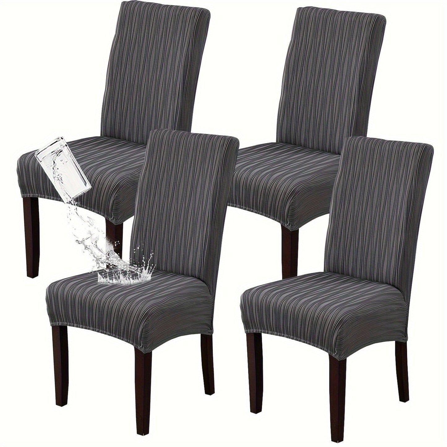 Dining Chair Covers Stretch Slipcovers Set of 4 or 6, Stain Resistant Removable Chair Protector for Home Kitchen Restaurant Wedding