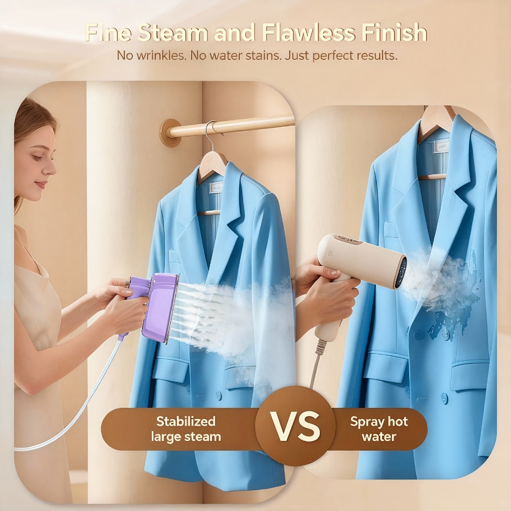 Mini Travel Steamer 2-in-1 Dry Steam Iron Foldable 180 Degree Handle 15-Second Heat 85ml for Entryways, Bedrooms and Living Spaces