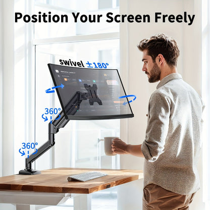 Dual Monitor Stand for 32 Inch Screens, Full Motion Dual Monitor Arm with 180° Swivel Tilt 360° Rotation