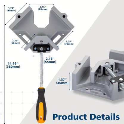 Right Angle Woodworking Clamp Set 2 & 4-Piece, Adjustable Aluminum Alloy Swing Jaw, 90-Degree Corner Clamps for Welding