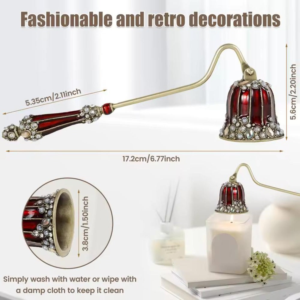 Candle Snuffer Long Handle - Elegant Metal Wick Flame Extinguisher Bell Candle Accessory for Home Decor
