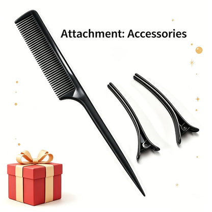 Electric Hot Comb Hair Styling Tool with Ceramic Heater, Holder, Two Clips and Five Color Options