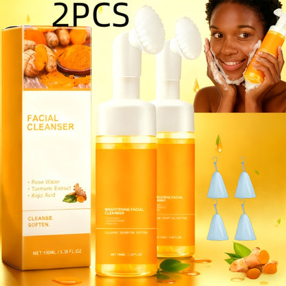Turmeric Kojic Acid Facial Cleanser 2pcs Set – Deep Cleansing Oil Control Pore Refining Brightening Face Wash for Women Men