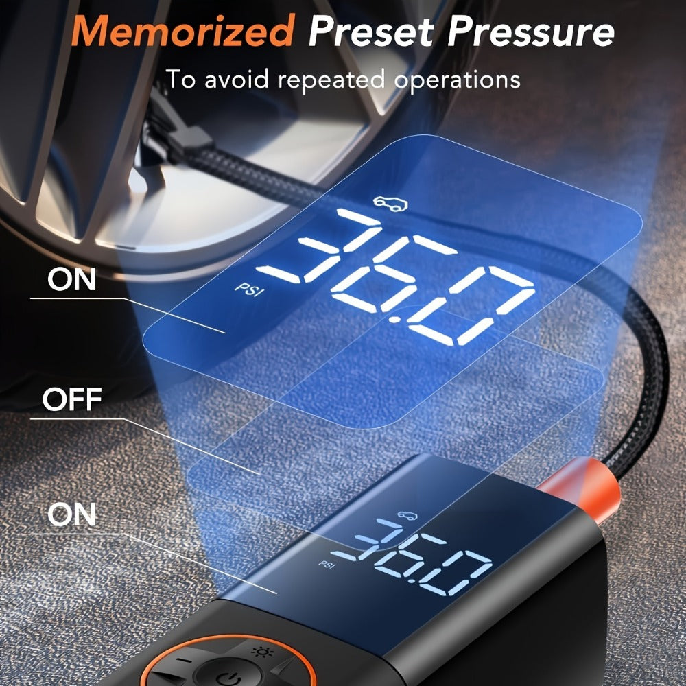 Tire Inflator Air Compressor 150PSI 12V DC Corded with LCD Display, Auto Shut-Off, 4 Preset Modes