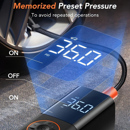Tire Inflator Air Compressor 150PSI 12V DC Corded with LCD Display, Auto Shut-Off, 4 Preset Modes