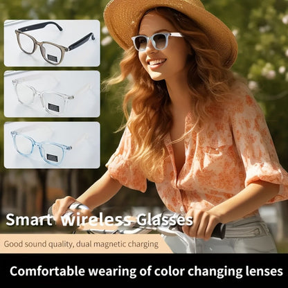 Smart Glasses Photochromic Bluetooth Audio Eyewear with Magnetic Charging and Four Frame Color Options