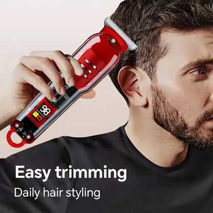 Hair Clipper Kit for Men Cordless USB Rechargeable LCD Screen Beard Trimmer Hair Cutting Set for Entryways, Bedrooms and Living Spaces