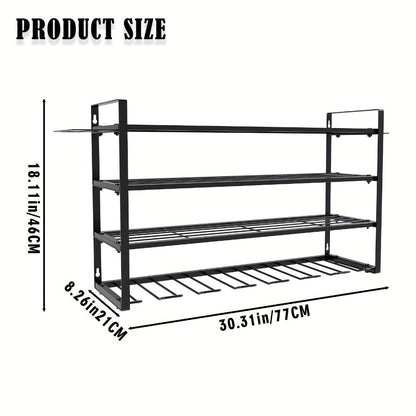 Wall Mount Power Tool Storage Rack, Steel 3-Tier & 4-Tier Garage Tool Organizer with 7 Bit Holders