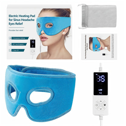 Heated Eye Mask Electric, Warm Compress for Tension & Eye, 3 Temperature 5 Timer Settings Extra Large Eye