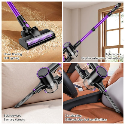 Cordless Three-Speed Stick Vacuum Cleaner with Detachable Battery, LED Floor Brush and Seven Colors