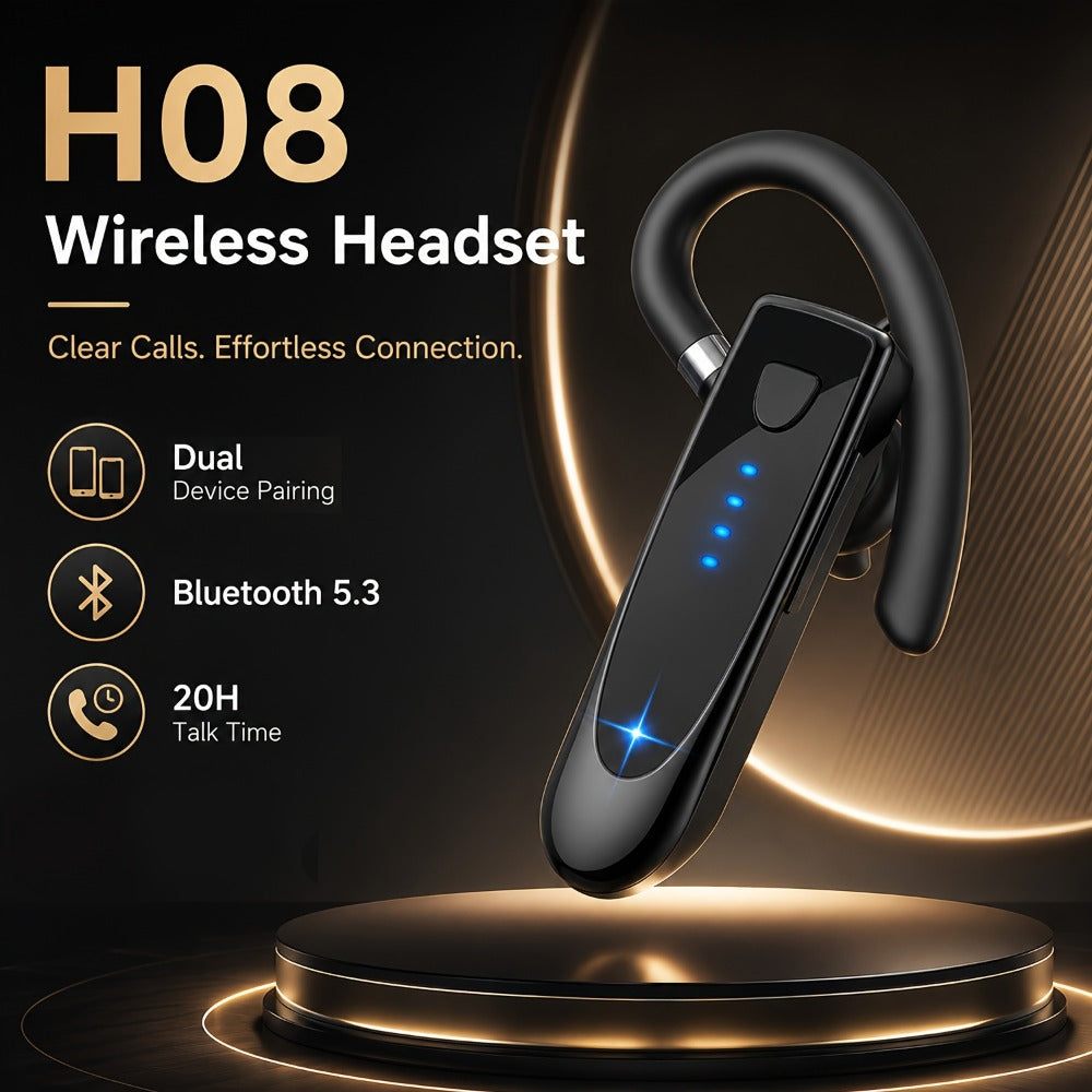 Trucker Bluetooth Headset 29H Playtime 180H Standby, Handsfree Earpiece with Mic Dual Device Connection