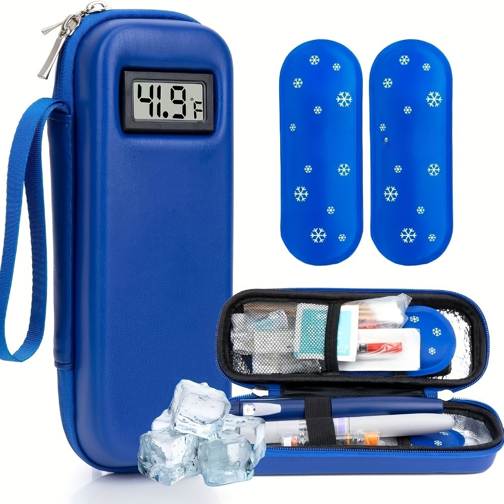 Insulin Travel Case with Temperature Monitor 2 TSA Approved Ice Packs Portable Diabetic Bag for Entryways, Bedrooms and Living Spaces