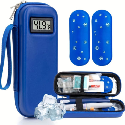 Insulin Travel Case with Temperature Monitor 2 TSA Approved Ice Packs Portable Diabetic Bag for Entryways, Bedrooms and Living Spaces