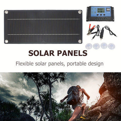 Monocrystalline Solar Panel Kit with 100A Controller – Off-Grid Charger for RV, Boat, Truck & Camping | Includes Cables