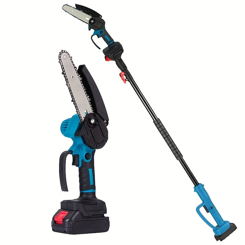 Pole Saw Set with Electric Chainsaw, 6-Inch Cordless Pruner, Long-Handle Scissor Kit, Safety Lock for Tree Pruning & Landscaping