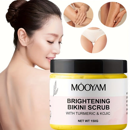 Glycolic Acid Bikini Area Scrub 150g, Kojic Acid & Turmeric Exfoliating Paste, Brightening Treatment