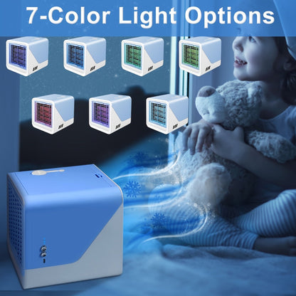Portable Air Cooler 3-in-1 Mini Personal Air Conditioner Humidifier Fan with Atmosphere Light for Entryways, Bedrooms and Living Spaces