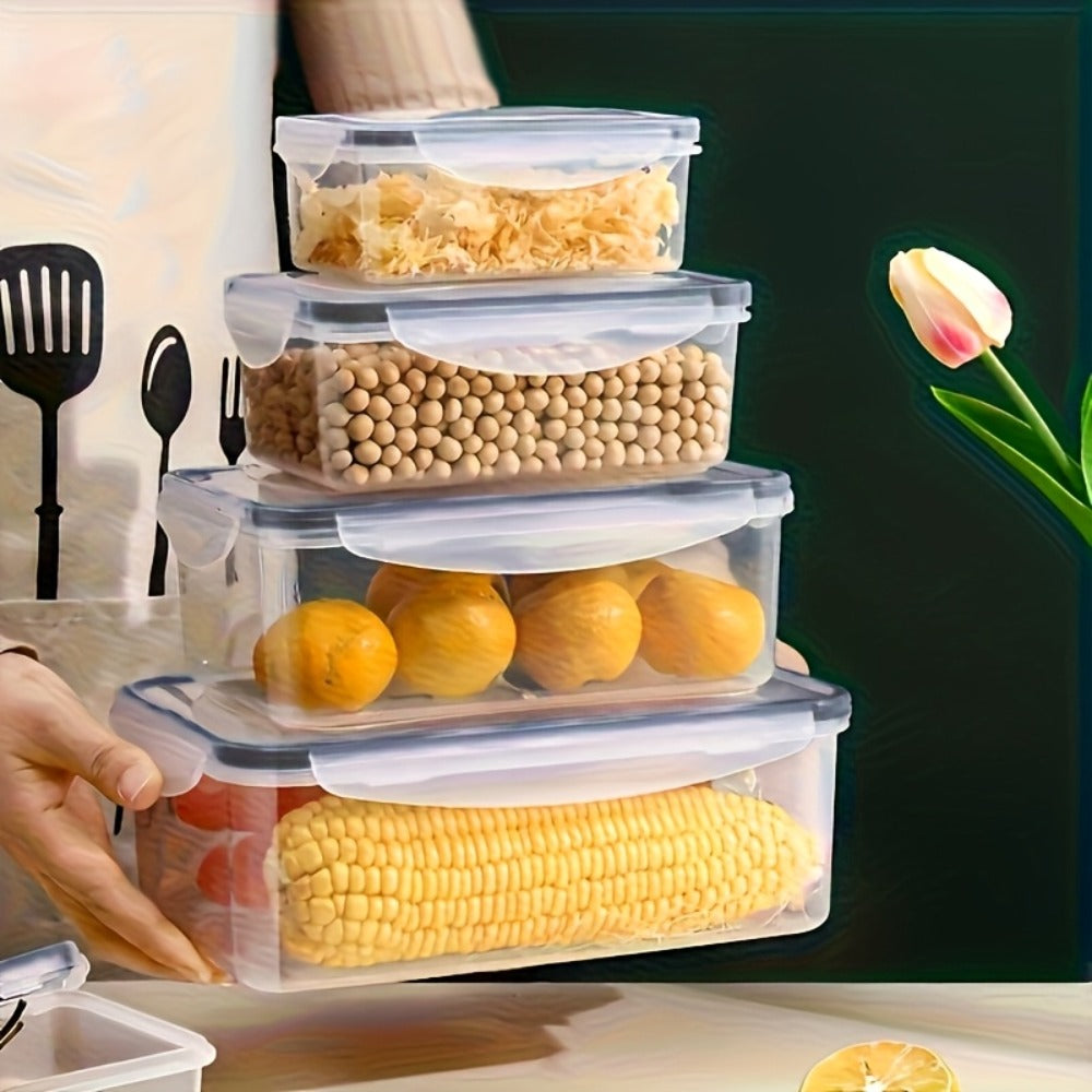 Meal Prep Box Food Storage Organizer with Stackable Lidded Plastic Sets in Three Piece Counts