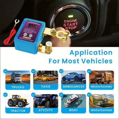 Battery Disconnect Switch 12V 240A – Smart LED Voltage Display Kill Switch, Anti-Theft Battery Drain Prevention for Car Truck RV (Wired