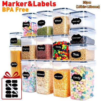 Food Storage Containers 8-, 16-, 30- or 32-Piece Rectangular Pantry Box Set with Matching Lids