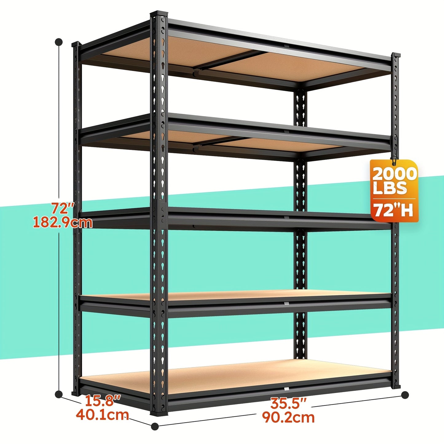 Metal Garage Shelving Unit 72"H - Adjustable Steel Storage Shelf Rack for Garage, Basement & Warehouse