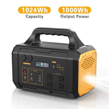 Portable Power Station 1075Wh/294Wh – 1000W/300W Solar Generator, Lithium Battery, 120V AC Outlet, for RV, Camping, Hiking
