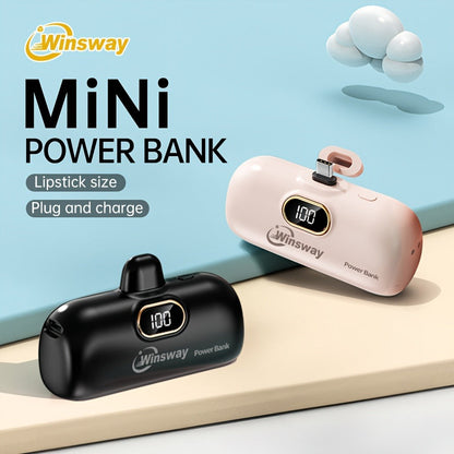 Winsway 5000mAh Mini Portable Charger Type-C Metal Plug with LED LCD Display for an Everyday Personal Care Routine