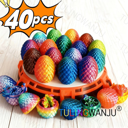 Dragon Egg Decorative Sculpture Set 40-Piece, 20 Mini Dragons & 20 Dragon Eggs Figurines, 4.92" Dragons & 2.2" Eggs