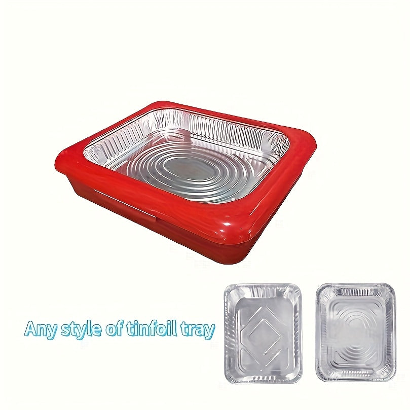 Aluminum Foil Tray with Lid - 2-in-1 Stackable BBQ Salad Serving Container for Picnic Party Kitchen