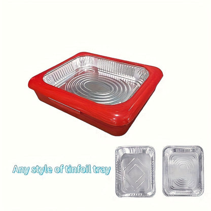 Aluminum Foil Tray with Lid - 2-in-1 Stackable BBQ Salad Serving Container for Picnic Party Kitchen