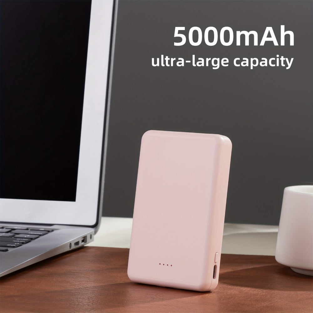 Power Bank Slim 5000mAh or 10000mAh with Built-In USB-C Cable, Four-Device Layout and LED Display