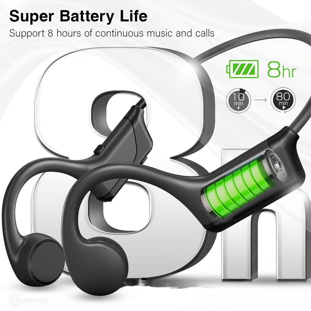 Open Ear Air Conduction Headphones Wireless, Mosyxe Sport Earphones with Noise Cancelling Mic, Seamless Bluetooth Pairing