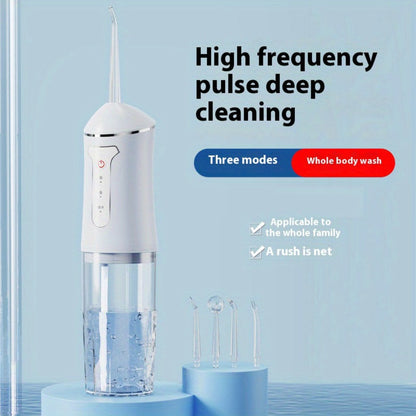 Water Flosser Cordless Three-Mode Oral Irrigator with Four Nozzles, USB Charging and Pink, Purple, Black or White Options