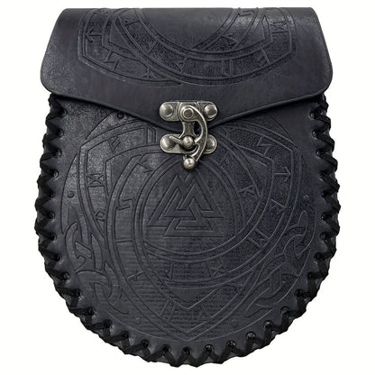 Costume Accessories Faux Leather Medieval Belt Pouch with Five Embossed Design Options in Brown or Black