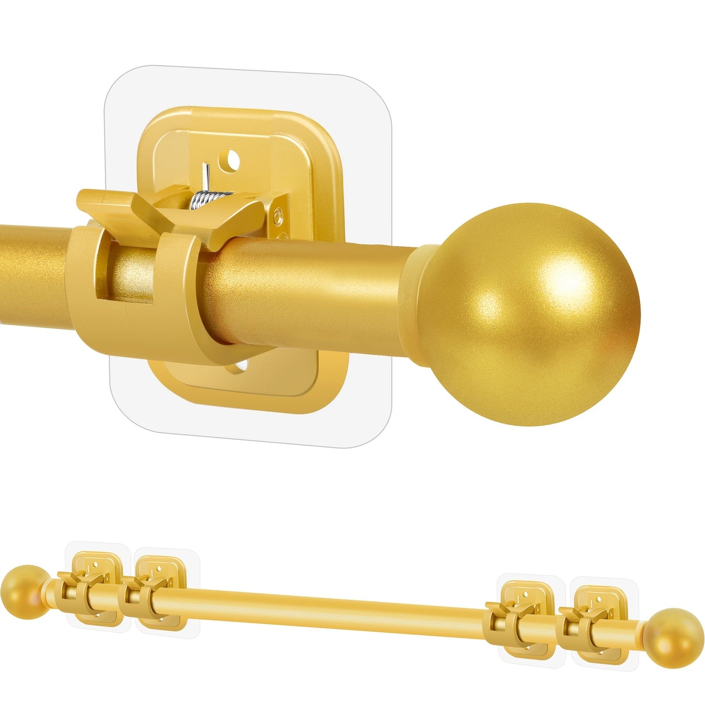 No-Drill Curtain Rod Set with Adhesive Brackets Renter Friendly 5/8 Inch Adjustable Window for Entryways, Bedrooms and Living Spaces