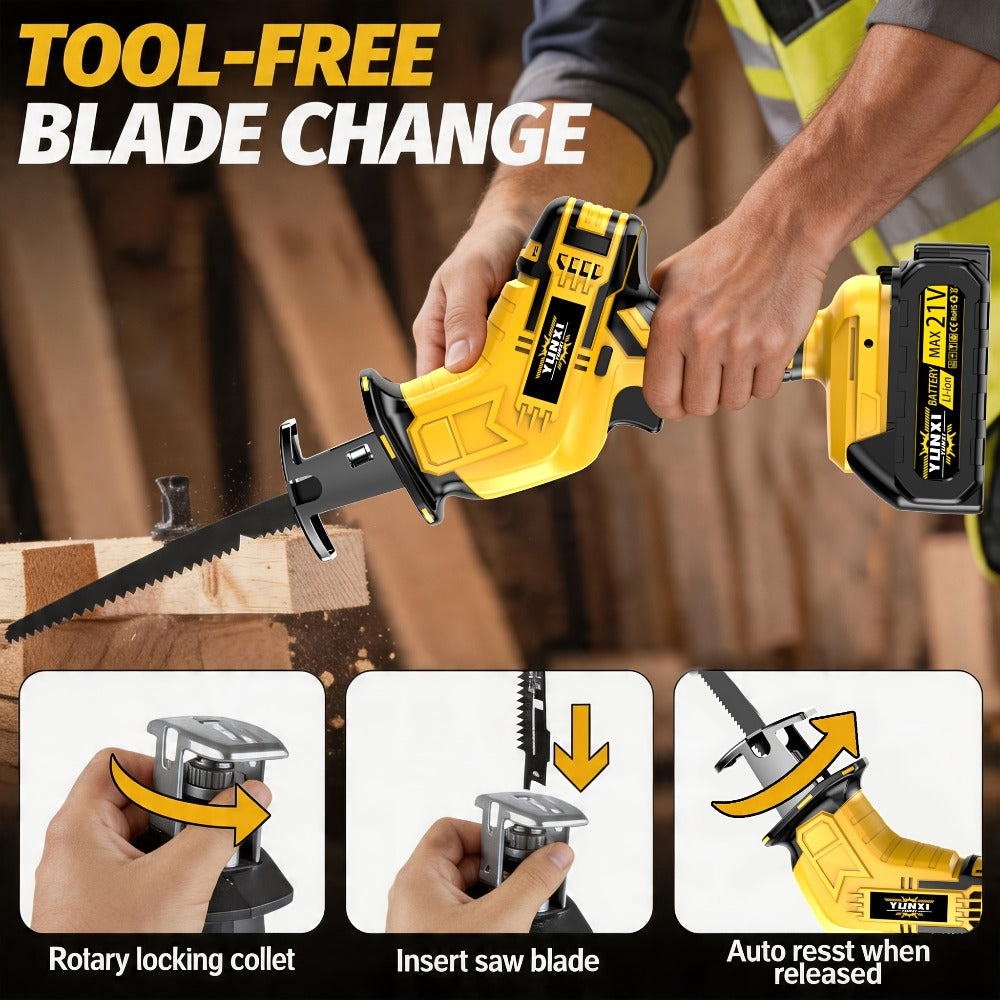 Cordless Reciprocating Saw - Electric Reciprocating Saw with Safety Lock, Large Battery & Charger