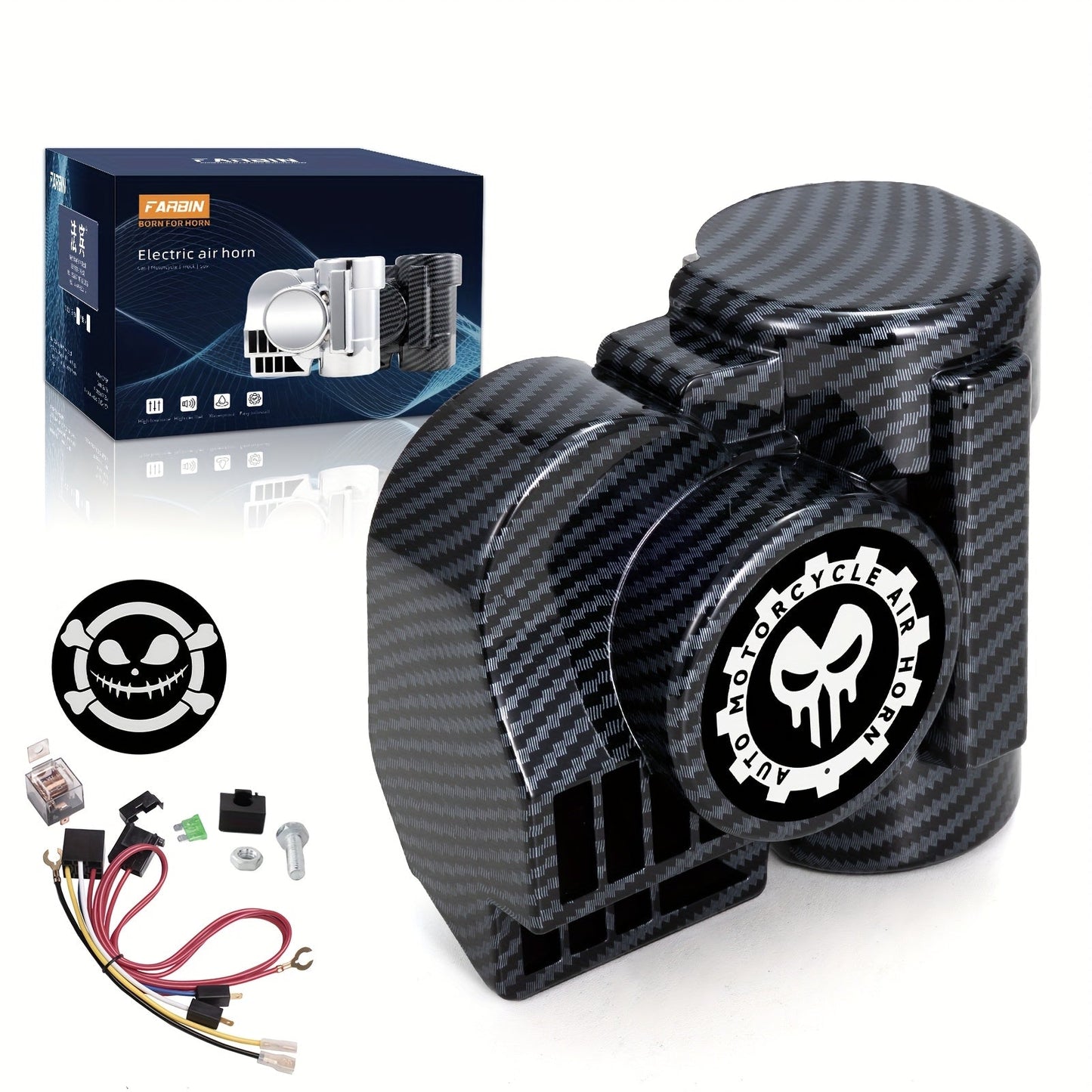 12V Air Horn Super Loud Train Sound for Car Truck Motorcycle Boat SUV Universal Fit Compressor Kit with Relay Harness & Horn Cover