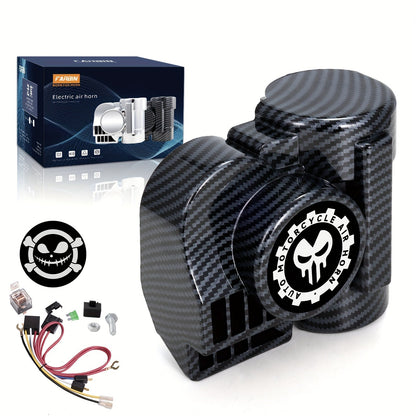 12V Air Horn Super Loud Train Sound for Car Truck Motorcycle Boat SUV Universal Fit Compressor Kit with Relay Harness & Horn Cover