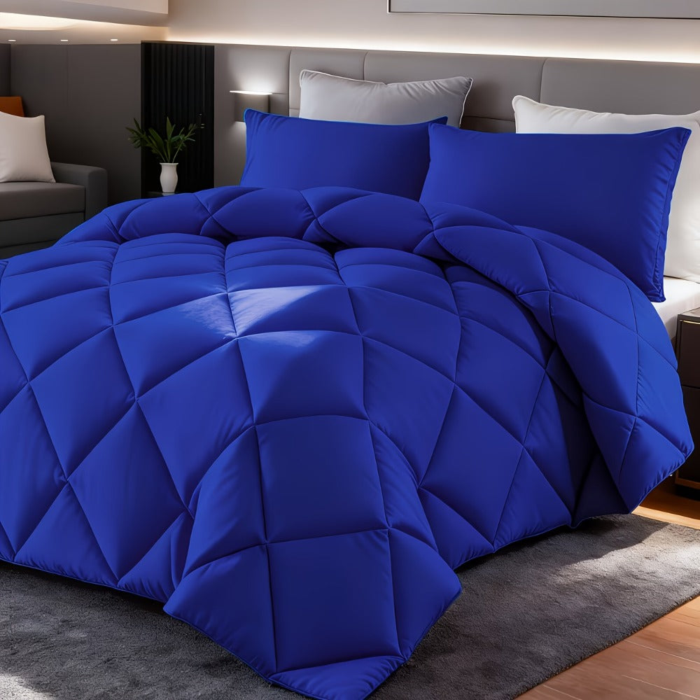 Comforter Set 2-3 Piece Rhombus Grid Luxury – Soft Lightweight Breathable Oversized Bedding Set with Pillowcases