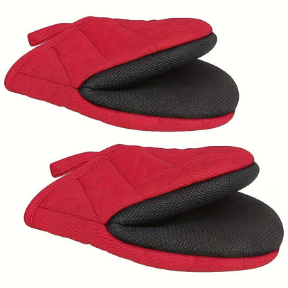 Oven Mitts 2 Pack Heat Resistant Kitchen Gloves – Multi-Ply Durable Cooking Baking Gloves Food for Grilling, Camping and Outdoor Meals