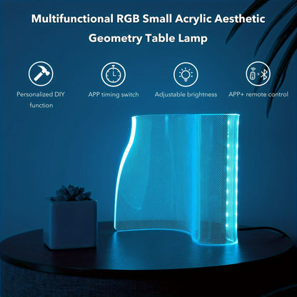 RGB LED Table Lamp Smart APP Remote Control - Dimmable Geometric Metal Desk Lamp USB Powered for Home, Desk and Accent Lighting