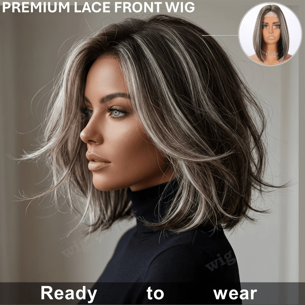 Synthetic Wig 4x1 U-Part Lace Front Bob, 14-Inch Middle Part with Six Color Choices for Cosplay