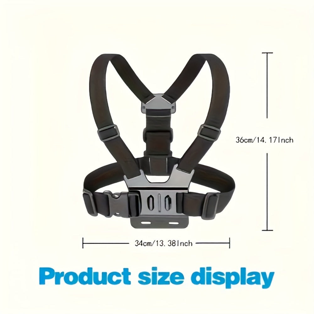 Chest Mount Harness for GoPro Hero 13 12 11 10 9 8 – Adjustable POV Chest Strap for Insta360 X4 X3 DJI Osmo Action 4 3 iPhone Samsung Phone